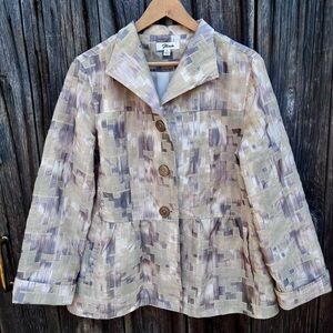 Flair Woman’s Jacket with checked pattern w/pockets. Linen/Rayon blend Size XL